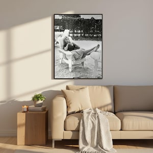 Vintage Brigitte Bardot Smoking Print, Luxury Model Fashion Poster, Fine Art Photography Wall Art, High Society Black and White Decor image 4