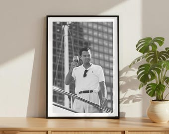Vintage Leonardo DiCaprio Wolf der Wall Street Druck, Promi-Schauspieler Poster, Fine Art Fotografie Wandkunst, Schwarz und Weiß Kultiger Fernsehfilm