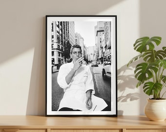Vintage Anthony Bourdain Print, Icon Legend Poster, Fine Art Photography Wall Art, Black and White Chef Decor