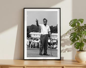 Vintage Arnold Palmer Smoking Print, Golf Course Icon Legend Poster, Fine Art Sports Photography Wall Art, Black and White Framed Decor