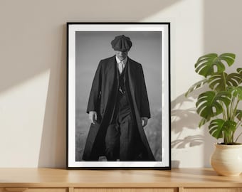 Vintage Tommy Shelby Cillian Murphy Druck, Promi-Schauspieler Poster, Peaky Blinders, Fine Art Fotografie Wandkunst, Schwarz und Weiß kultige TV