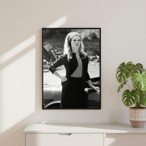 Vintage Brigitte Bardot-tryck, lyxig modellmodeaffisch, konstfotografiväggkonst, svartvit dekor av societeten bild 2