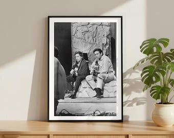 Vintage Bob Dylan Johnny Cash Print, Folk Rock Legend Poster, Fine Art Photography Wall Art, Black and White Artist, Iconic Music Decor