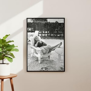 Vintage Brigitte Bardot Smoking Print, Luxury Model Fashion Poster, Fine Art Photography Wall Art, High Society Black and White Decor image 5