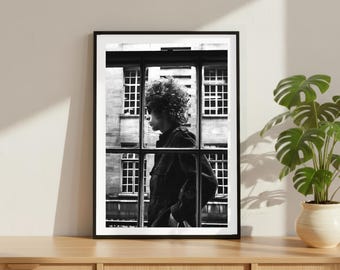 Vintage Bob Dylan High Street Print, Folk Rock Legend Poster, Fine Art Photography Wall Art, Black and White Artist, Iconic Music Decor