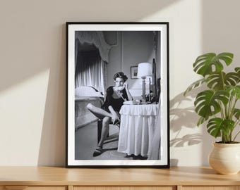 Vintage Kate Moss Print, Luxury Model Fashion Poster, Fine Art Photography Wall Art, High Society Black and White Decor