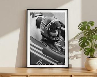 Niki Lauda Poster, Motivationssportdruck, Formel 1 Wandkunst, Vintage F1 Sportlegende Decor, gerahmtes Schwarzweißposter