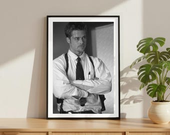 Vintage Brad Pitt Film Print, Promi Schauspieler Poster, Fine Art Fotografie Wandkunst, schwarz und weiß kultiger Fernsehfilm