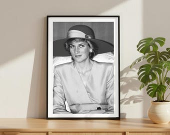 Vintage Lady Princess Diana Print, Icon Legend Poster, Fine Art Photography Wall Art, Black and White Princess Decor, Royal Family
