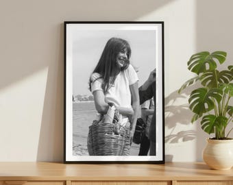 Stampa vintage di Jane Birkin, poster di moda di lusso con modella, fotografia artistica da parete, arredamento in bianco e nero per l'alta società.