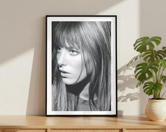 Vintage Jane Birkin Print, Luxury Model Fashion Poster, Fine Art Photography Wall Art, High Society Black and White Decor