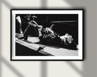 Vintage Bruce Springsteen Guitar Concert Print, Rock Legend Poster, Fine Art Photography Wall Art, Black and White Artist Iconic Music Decor