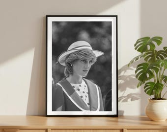 Vintage Lady Princess Diana Print, Icon Legend Poster, Fine Art Photography Wall Art, Black and White Princess Decor, Royal Family