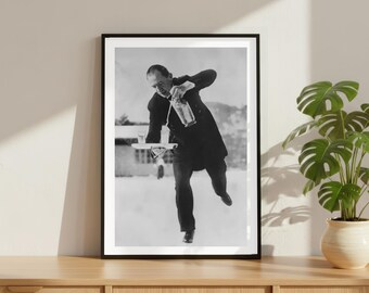 Vintage Ski fahren Apres Ski Druck, Winter Sport Poster, Fine Art Fotografie Wand Kunst, Schwarz und Weiß Schnee, High Society Dekor