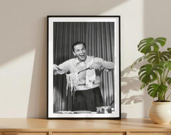 Vintage Frank Sinatra Pasta Print, Jazz Blues Poster, Fine Art Photography Wall Art, Black and White Artist, Iconic Music Decor