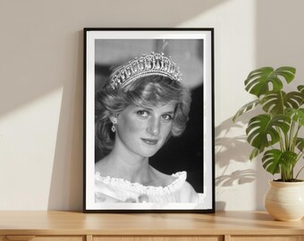 Vintage Lady Princess Diana Print, Icon Legend Poster, Fine Art Photography Wall Art, Black and White Princess Decor, Royal Family