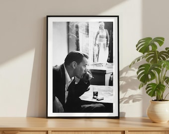 Vintage Frank Sinatra Cigar Print, Jazz Blues Poster, Fine Art Photography Wall Art, Black and White Artist, Iconic Music Decor