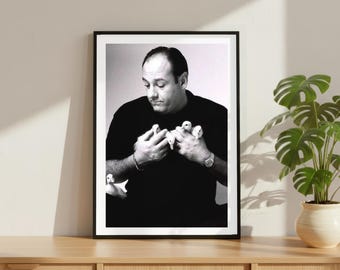 Vintage Tony Soprano James Gandolfini Print, Celebrity Actor Poster, Fine Art Photography Wall Art, Black and White Iconic TV