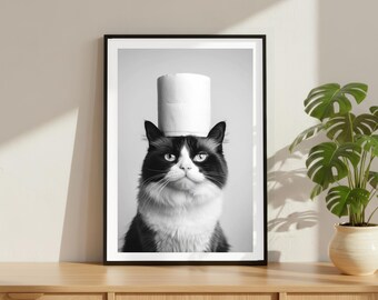 Vintage Katze Kätzchen Toilettenpapier Druck, Lustiges Badezimmer Luxus Mode Poster, Fine Art Fotografie Tier Wandkunst, Schwarzweiß-Dekor