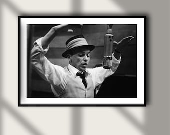 Vintage Frank Sinatra Print, Jazz Blues Poster, Fine Art Photography Wall Art, Black and White Artist, Iconic Music Decor