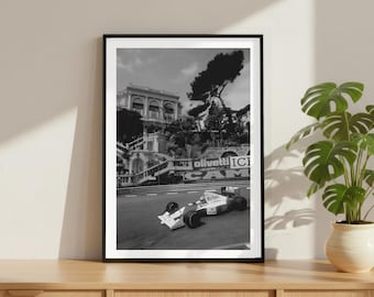 Ayrton Senna Monaco Grandma Poster, Motivationssportdruck, Formel 1 Wandkunst, Vintage F1 Sportlegende Decor, gerahmtes Schwarzweißposter