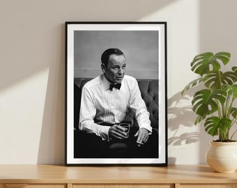 Vintage Frank Sinatra Cocktail Print, plakat z jazzem bluesowym, artystyczna fotografia ścienna, czarno-biały artysta, kultowy wystrój muzyczny
