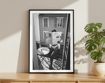 Vintage Girl Reading Newspaper Paris France Print, Luxury Model Fashion Poster, Fine Art Photography Wall Art, Black and White Decor