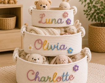 Cesto regalo personalizzato per neonati, contenitore porta giocattoli personalizzato, regalo per baby shower, decorazione per la cameretta, cesto dei ricordi, regalo per il primo compleanno