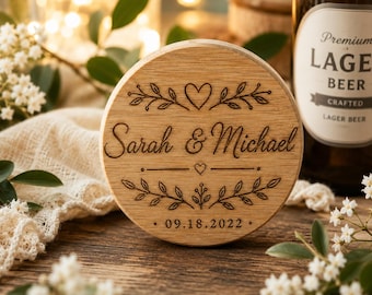 Personalized Bamboo Magnetic Bottle Opener | Custom Engraved Rustic Bar Favor