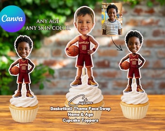Custom Basketball Face Swap Digital Download - Personalized Name & Age Photo PNG PDF - Slam Dunk Birthday Shirt Cake Topper DIY