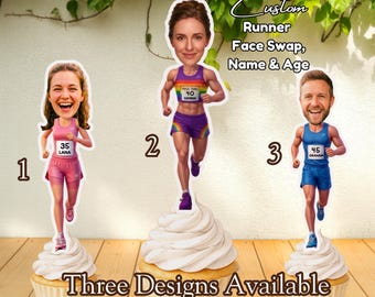 Runner Custom Face Swap - Personalized Marathon Gift - Funny Running Poster for Men Women and Gay Pride - Digital Name and Age Printable Art