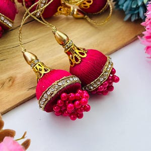 Nappe Latkan rosa fatte a mano – Accessori da sposa a forma di cupola - Set di 2