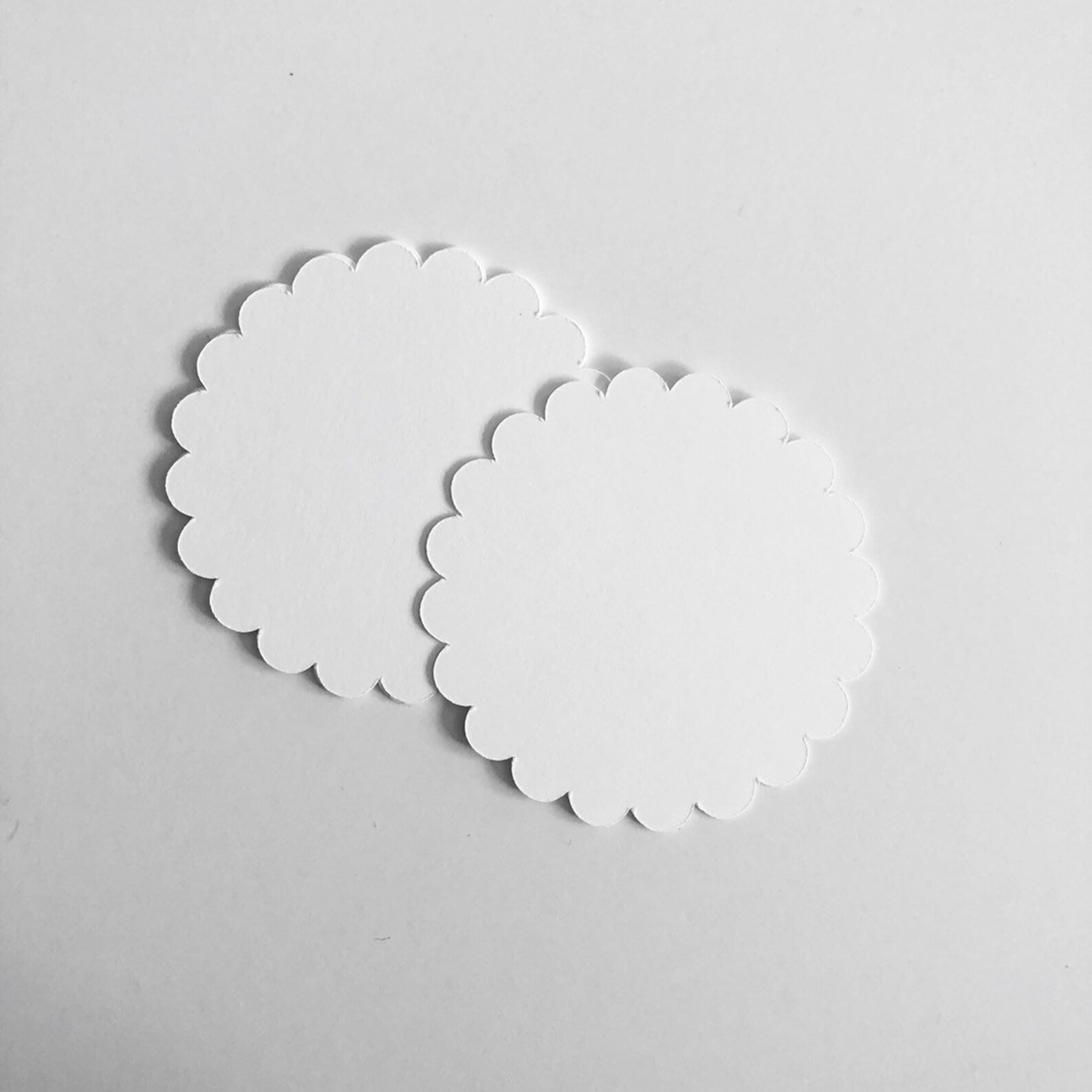 Circle Die Cut Scalloped Circles in White Cardstock Etsy
