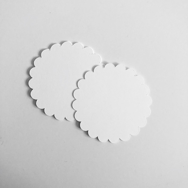 Circle Die Cut Scalloped Circles in White Cardstock Etsy