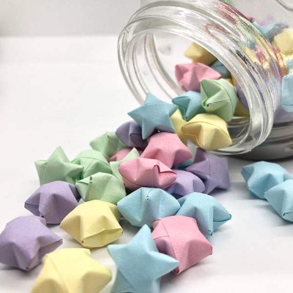 Assorted Pastels Handmade Origami Paper Stars // 50/100 Count // Origami Wishing Stars // Origami Party Decorations // Lucky Stars //