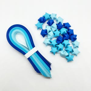 Assorted Blues Handmade Origami Paper Stars Strips // Origami Wishing Stars // Origami Party Decorations // Lucky Stars //