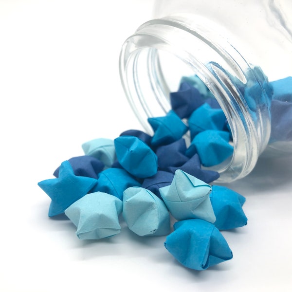 Handmade Origami Paper Stars // Assorted Blues // 50/100 Count // Origami Wishing Stars // Origami Party Decorations // Lucky Stars //