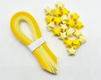Assorted Yellows Handmade Origami Paper Stars Strips // Origami Wishing Stars // Origami Party Decorations // Lucky Stars //