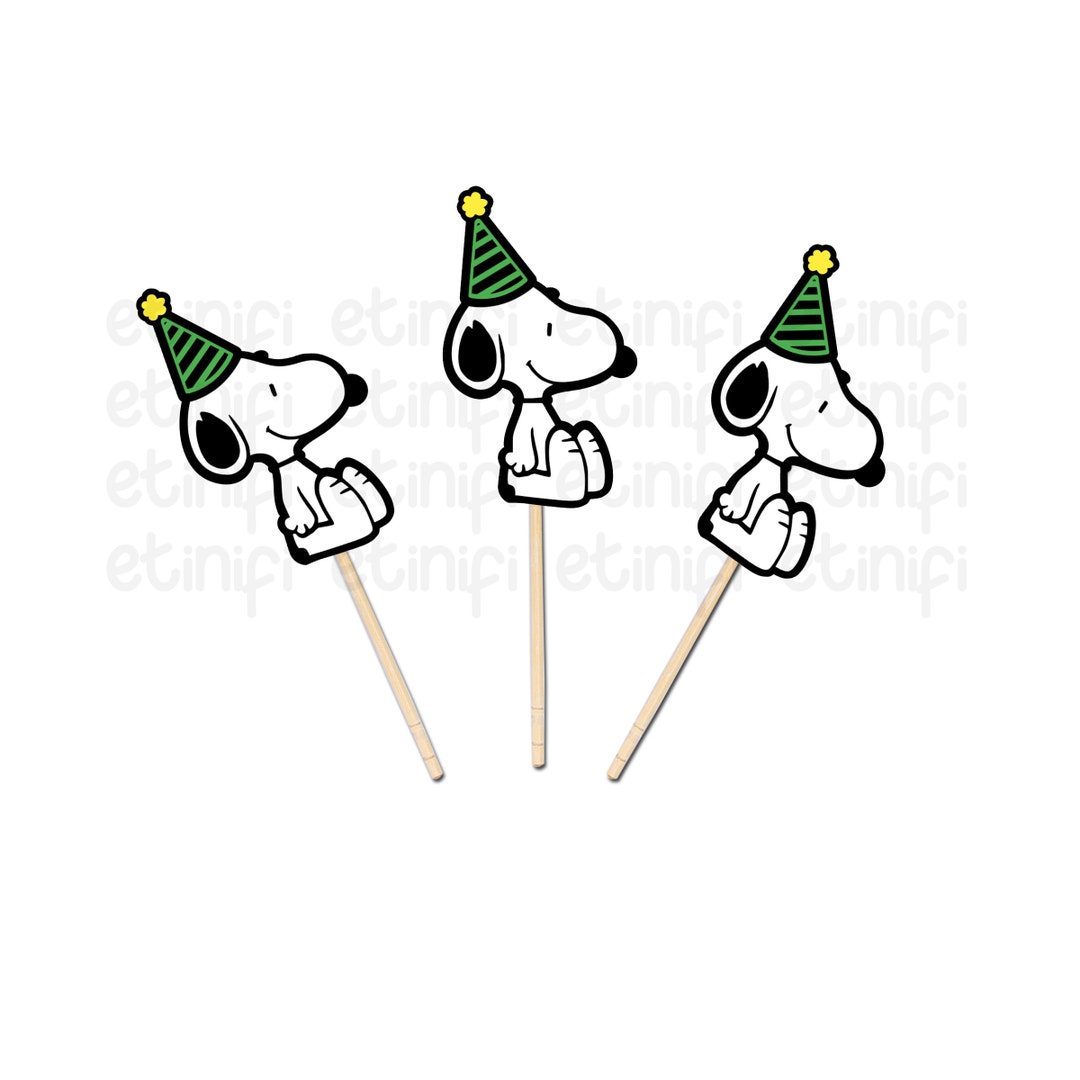 Charlie Dog With Party Hat Cupcake Toppers // Birthday Toppers // Party