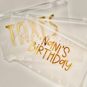 Custom A6 Cash Envelope // Vinyl Cash Envelope // Clear Zipper Cash Envelopes // Budget Binder Envelopes