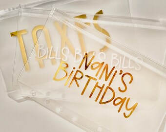 Custom A6 Cash Envelope // Vinyl Cash Envelope // Clear Zipper Cash Envelopes // Budget Binder Envelopes