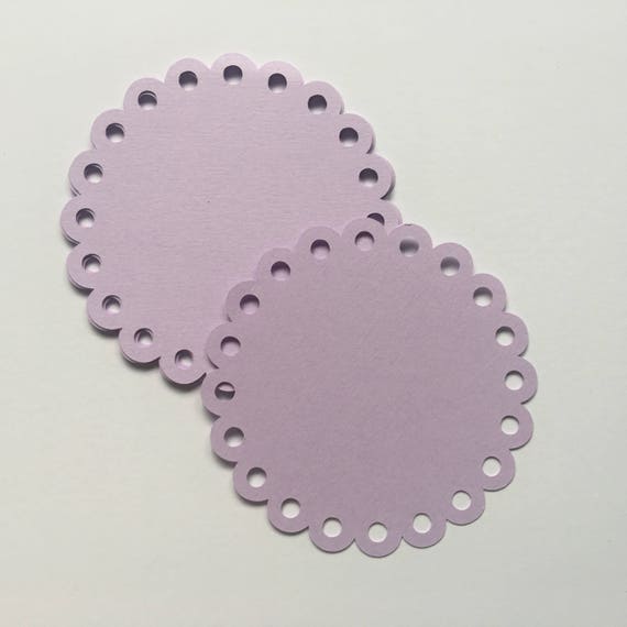 Circle Die Cut, Scalloped Circles in Lavender Purple Cardstock 