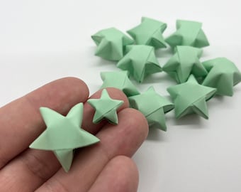 1” JUMBO Pastel Green Handmade Origami Paper Stars // 50/100 Count // Origami Wishing Stars // Origami Party Decorations // Lucky Stars //