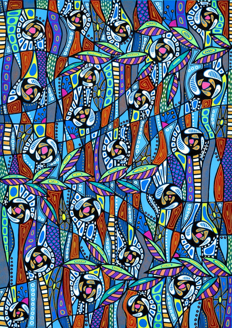 Dessin abstrait colorÃ© original d'art modÃ¨le d'art | Etsy