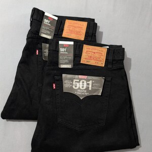 Levis 501 Straight Fit Mens Jeans Button Closure Black, Blue (Light, Mid, Dark), Dark Wash image 2