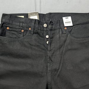 Levis 501 Straight Fit Mens Jeans Button Closure Black, Blue (Light, Mid, Dark), Dark Wash image 17