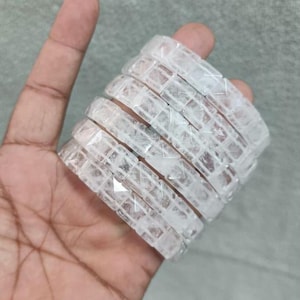 Natural Clear Quartz Pyramid Bracelet: Healing Crystal Energy Balance Jewelry