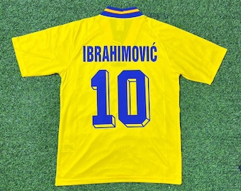 Camiseta de fútbol amarilla y azul de Z. Ibrahimovic - Estilo vintage de 1994, camiseta retro sueca