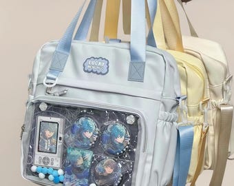 Mochila Kawaii Ita, bolso de anime con ventana transparente, bolso 3 en 1 de gran capacidad (mochila/bandolera/bandolera), linda mochila escolar.