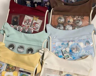 Bolso bandolera Ita, bolso mensajero de gran capacidad, bolso transparente para exhibir pines, bolso de hombro estilo Kpop, bolso Ita de anime
